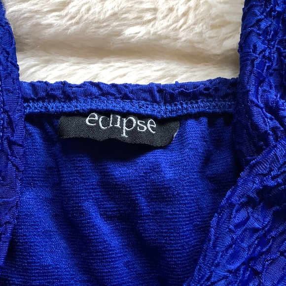 Blue long tank top with ruched straps L - Picture 13 of 13